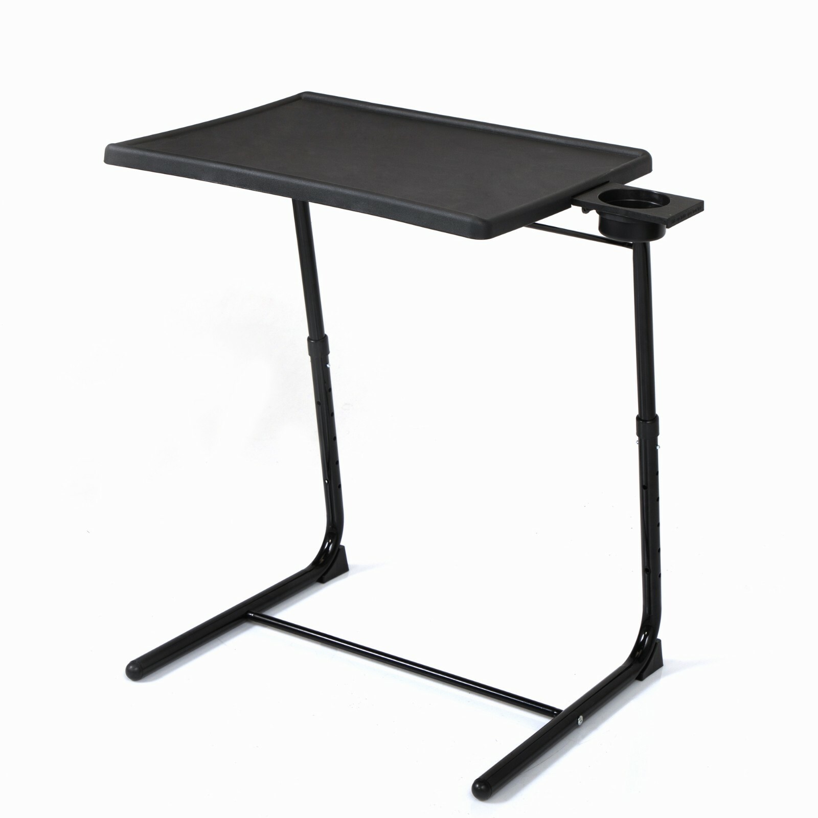 Table-Mate II Plus - Adjustable Folding TV Tray with Cup Holder, Black