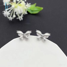 Fine Pt950 Real Platinum 950 Earrings Women's Beauty Butterfly Earrings Stud