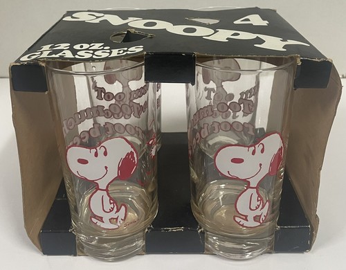 Juego de 4 vasos vintage de cerveza de raíz de 12 oz de 5 3/4" Peanuts SNOOPY
