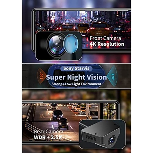 REDTIGER 4K+2.5K Front and Rear Mirror Camera Dash Cam Rear View Backup Camera - Picture 11 of 11