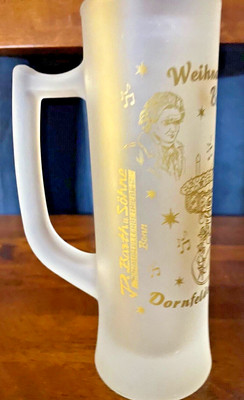 Ritzenhoff Pilsner Mug Glass Frosted with Gold Lettering 0.2 Liters Great Cond.