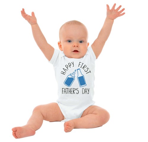 Happy First Fathers Day Dad Shower Gift Unisex Baby Infant Romper Newborn - Picture 3 of 9