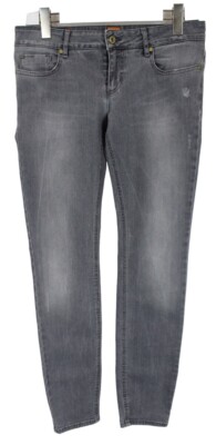 Hugo Boss Lunja2 Platinum Grey Jeans Women W29/L34 Stretch Distressed Faded 
