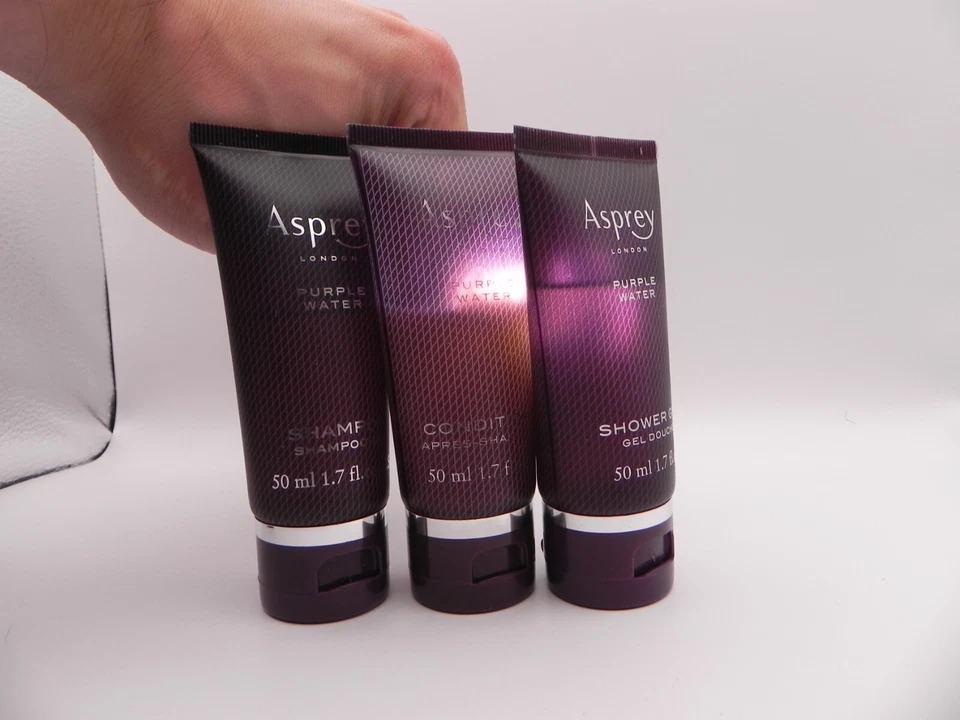 (3) Asprey London Purple Water Conditioner, Shower Gel, Shampoo Ritz 1.7 Oz - Image 3 of 4