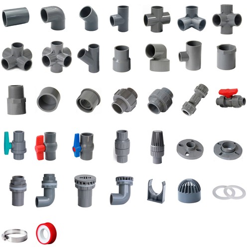 Grau Ø 50 mm PVC Klebefitting Verschraubung Klebemuffe Fittings Winkel Kugelhahn - Bild 1 von 34