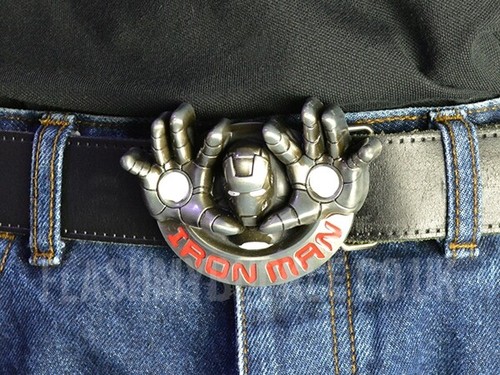 Iron Man Belt Buckle for Leather Belts Without Buckles - 1.5" or 38mm Wide - Picture 3 of 3