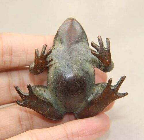 Brass Frog Animal Statue Small Sculpture Tabletop Figurine Home Decor Gifts - Picture 7 of 8