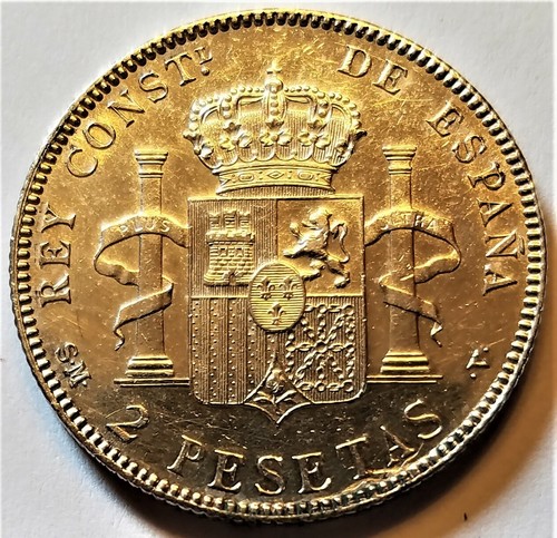 Moneda de plata 1905 SM-V España 2 pesetas XF - Retrato cadete Alfonso VIII (c) - Imagen 4 de 4