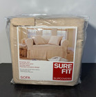 SUREFIT Sofa Slipcover Simply Suede - Sand - Kickpleat Skirt, Corded Detail
