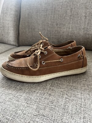 Frye Men's Boat Shoes Size 10 Brown Nubuck Leather Sully Slip On