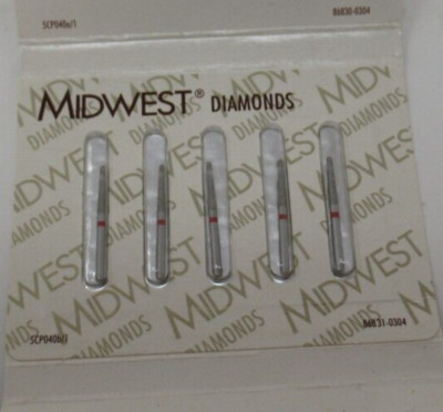 DENTSPLY Midwest Diamond Burs FG 856L Taper Rnd Long Dia 016 Fine 5 pack 471233
