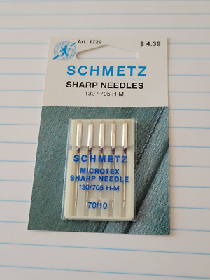 SCHMETZ SEWING MACHINE NEEDLES MICROTEX SHARP 70/10 - 5 PACK PART#1729