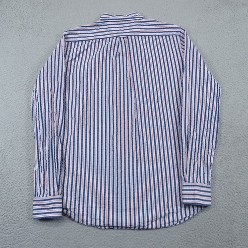 Dsquared2 Shirt Mens 50 Large Red White Blue Seersucker Textured Button Luxury - Picture 13 of 17