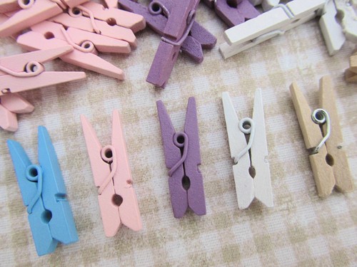 50 Mini Wooden 1" Clothes Pin/Paper Craft/Scrapbook/Wood/Color Clothespin B123 - Picture 8 of 19