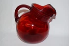 Anchor Hocking Glass Royal Ruby Red Tilted Ball Pitcher Lipped  Vtg. 6 1/2" Tall