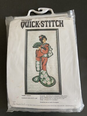 Bernat Quick Stitch Needlepoint Geisha 1979 Tapestry Kit New