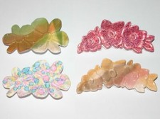 French Barrette Hair Claw Jaw Clip Ornament Flower Blossom Floral Made in France