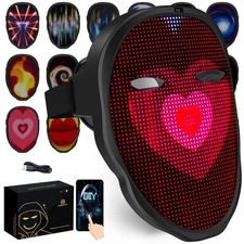 Led Mask with Bluetooth Programmable App,Shining Led Light Up Face Mask for A...