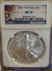 2007-W Silver Eagle NGC MS70 Early Releases (046PIR)