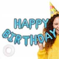 Blaue Happy Birthday Folienballon-Girlande 40 Cm, 13-Teilig