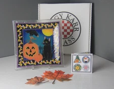 Peggy Karr 10 Inch Fused Art Glass Halloween Square Plate - Signed & Retired