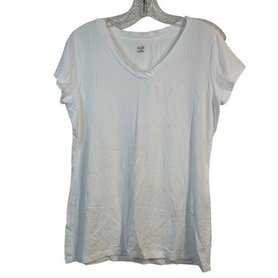 a.n.a A New Approach Womens XL White V-Neck Short Sleeve Cotton Modal Tee Shirt