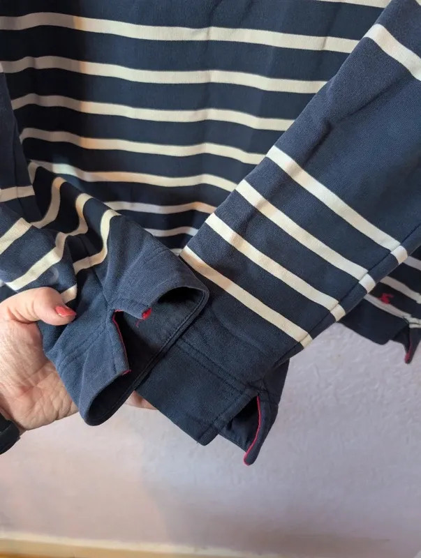 Joules Striped Sweatshirt UK 14 Navy White Funnel Neck image 4