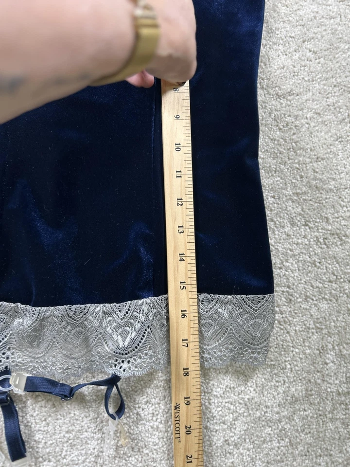 Escante Bustier Mujer S/M Azul Terciopelo Encaje Sin Tirantes Capricho Gótico Grunge Hada Foto 4 de 4