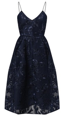 True Decadence Cocktail Dress Size 8 Deep Navy NWT Fully Lined Embroidered
