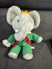 Vintage 1977 Eden Toys Babar the Elephant Plush 11" Green Suit King Korea