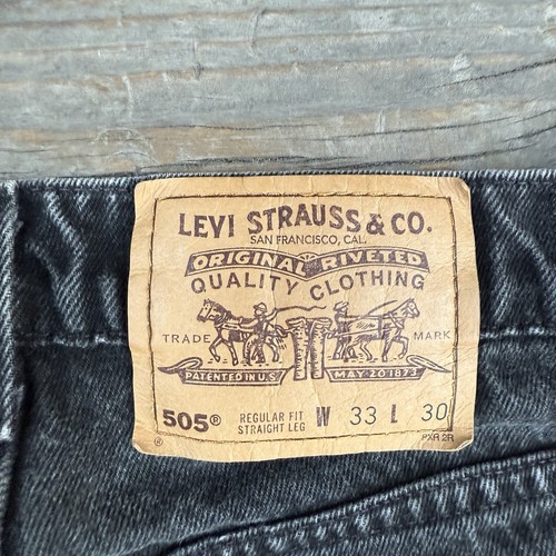 Jeans vintage anni 90 Levis nero 505 uomo 33x30 (adatto 30x27) linguetta arancione dritta - Foto 4 di 10