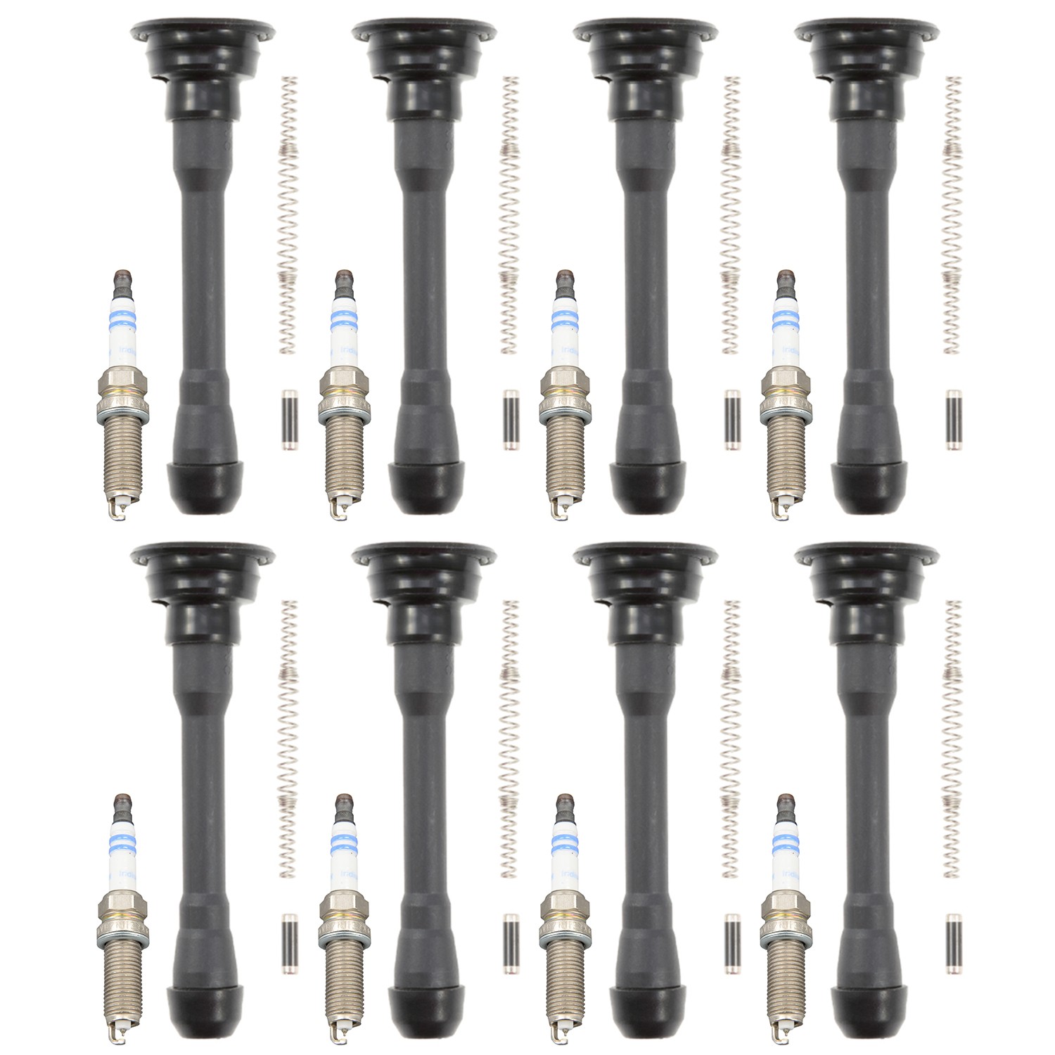 Bosch 8 Double Iridium Spark Plugs  NGK Coil Boots Kit for Infiniti Q70 5.6L V8