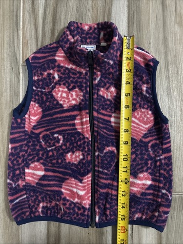 M.L. WILLIAMS Girls Fleece Vest Hearts Purple Pink Sz 4 Sleeveless Zip Up Pocket - Picture 15 of 16