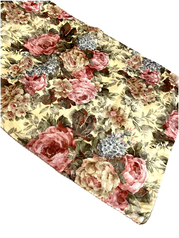 Guarnição trançada floral padrão 20 X 36” rosas amarelas campo inglês - Imagem 2 de 4