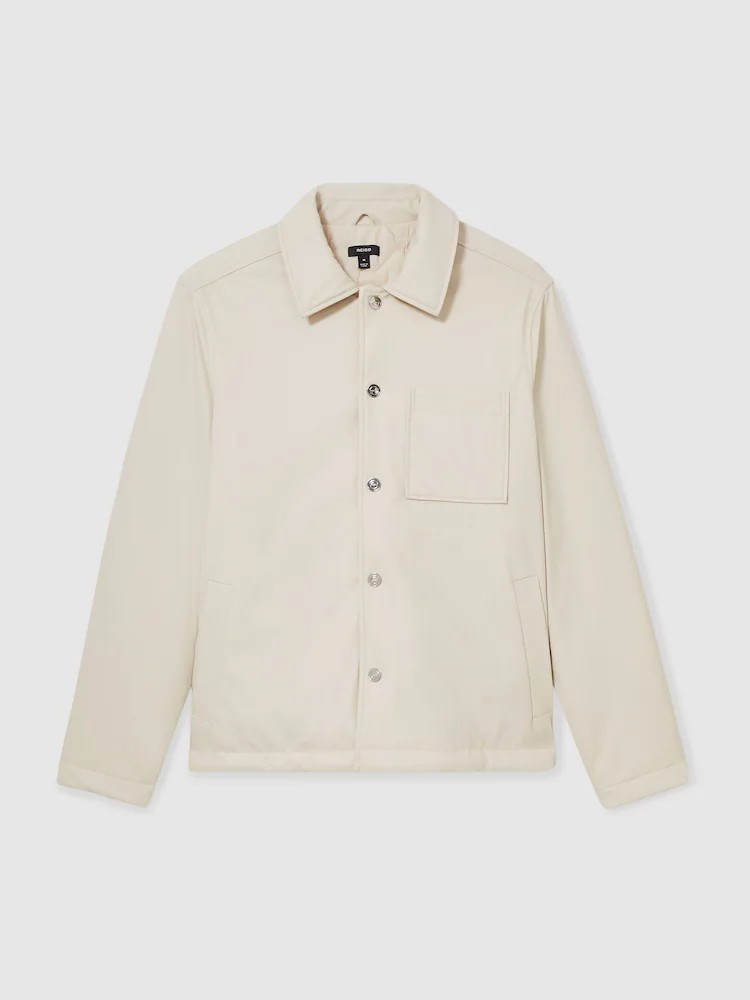 Sobrecamisa Chaqueta Reiss Stone Hyde Acolchada Técnica Press-Stud