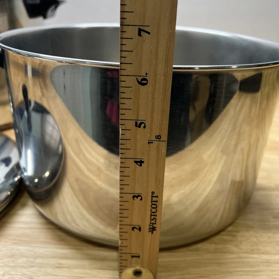 2 ollas de colección Farberware revestidas de aluminio acero inoxidable Revere Ware cobre 10/8 cuartos de galón Foto 4 de 4