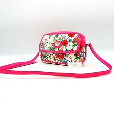 Borsa a tracolla Gucci Flora motivo floreale tela pelle rosa autentica