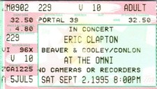 ERIC CLAPTON TICKET STUB, OMNI, SEP. 2 1995