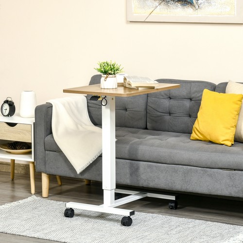 HOMCOM Bureau Table Ordinateur Portable avec Gaslift Hauteur Réglable en Forme de C Mobile - Photo 2/10