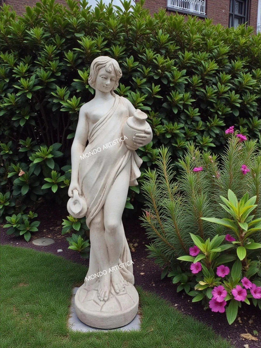 Statua Fioriera In Cemento – Donna Seminuda, Ornamento Da Giardino – Wonderful Ornaments