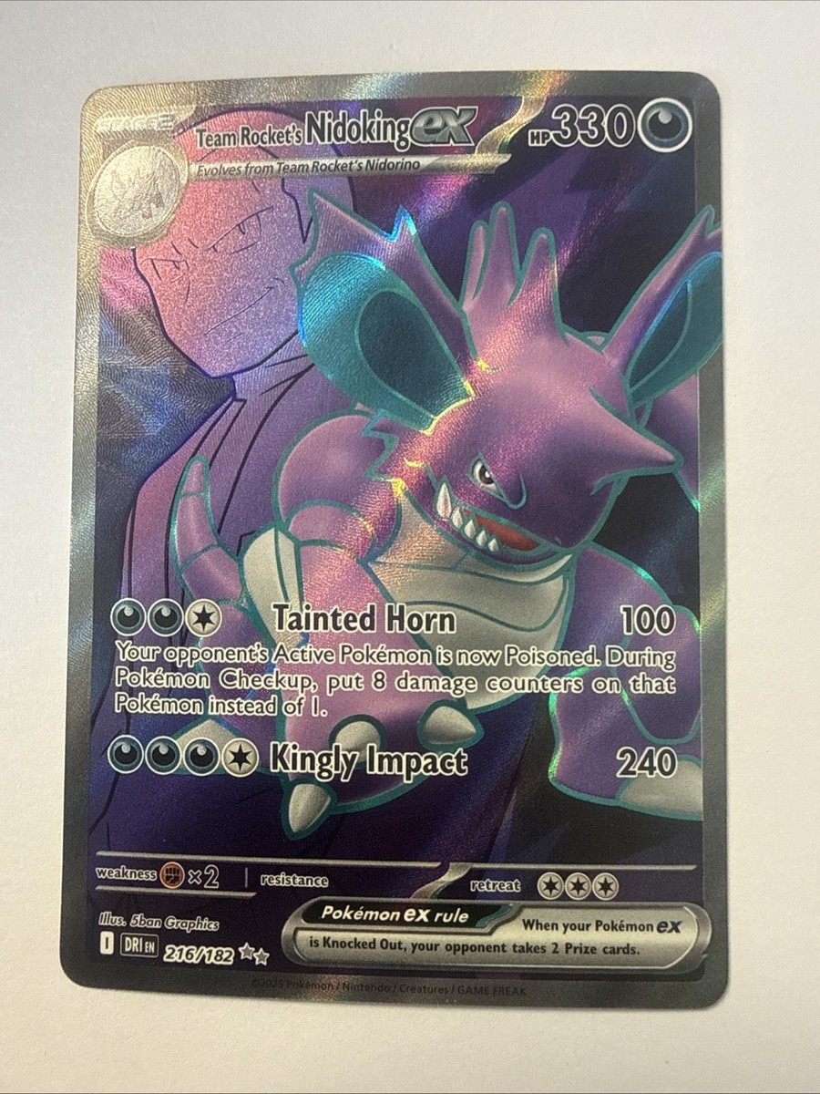 Pokémon TCG Team Rocket's Nidoking ex 216/182 Full Art Destined