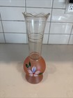 Bartlett Collins vase, a frosted pink hand-painted bud vase with gold trim