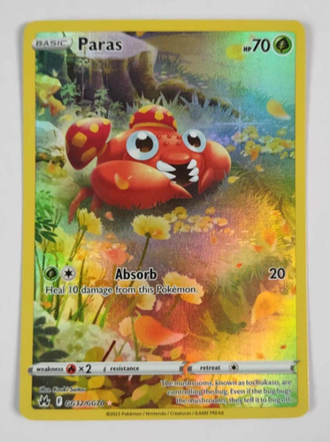 Paras GG32/GG70 Crown Zenith Galarian Gallery Full Art Holo Pokemon Karte NM