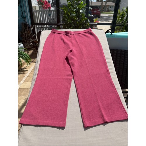 St. John Collection Rose Pink Cropped Wide-Leg Santana Knit Pants