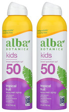 Alba Kids Sunscreen Spray 2 Pack SPF 50 5oz Each Tropical Fruit Sun Care Set 3.30 per gallon