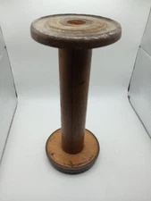 Antique Vintage Industrial Wooden Yarn 9" Spool Spindle Makers Bobbin Wood RARE