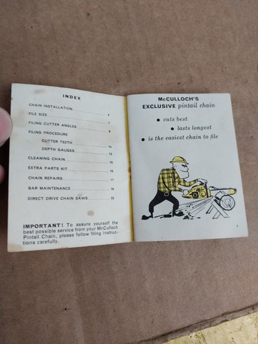 1960 Mccullochs Exclusive Pintail Chain Filing & Maintenance Instruction Manual - Picture 4 of 5