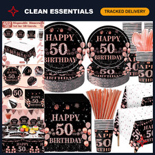 452 Pcs Black Rose Gold 50th Birthday Party Decorations for Women - Elegant Set