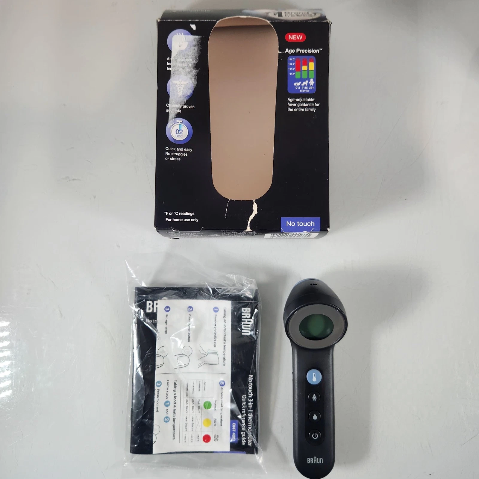 Braun 3-in-1 No Touch BNT400BUS Forehead Thermometer With Age Precision Black
Opens in a new window 