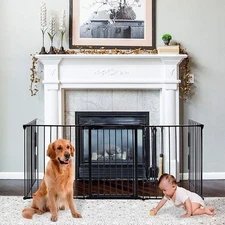 121" Extra Wide Baby Gate with Door, 5-Panel Metal Fence, 30" High